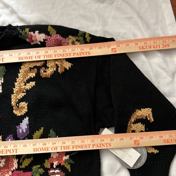 Jennifer Reed Too VTG NWT Hand Knit Sweater Floral 1x Long Length Embroidered - Picture 12 of 14